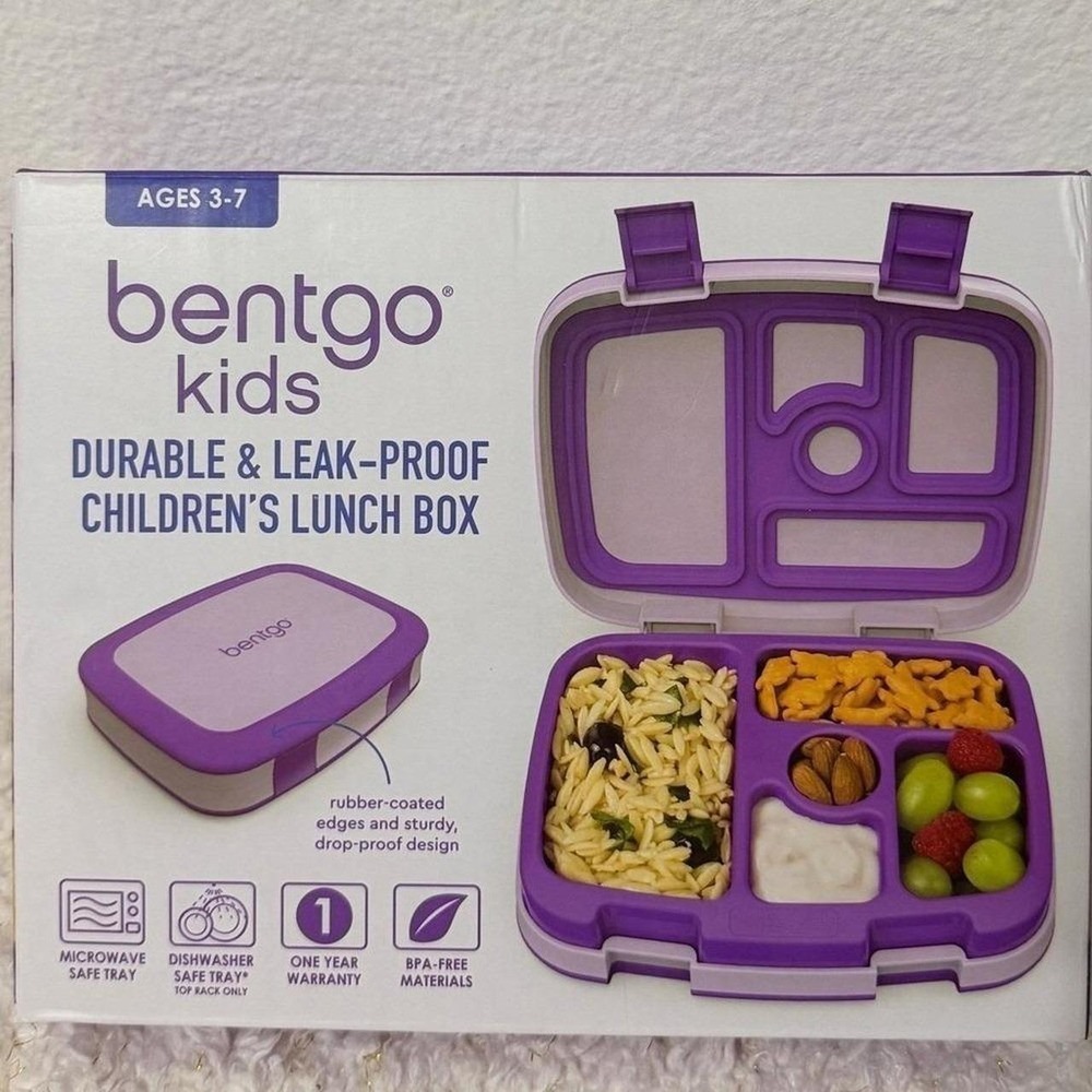 Bentgo Kids Leak-Proof 5-Compartment Bento Lunch Box Purple Ages 3-7